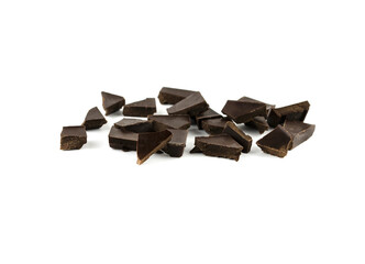 finely broken uneven pieces of dark chocolate