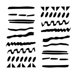 Set of handmade, hand drawn underline strokes isolated on white background EPS Vector
