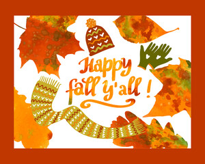 children play  with falling leaves, happy, cheerful, showering themselves with leaves, jumping, rejoicing. Drawing for a poster, card, background, banner