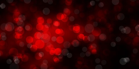 Dark Red vector background with bubbles.