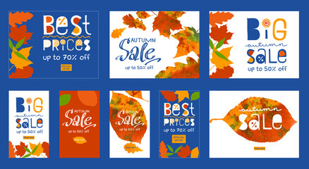 A set of advertising banners for the autumn sale in the online store. Options for the computer and the mobile version. It can be used as an advertising flyer or poster design .