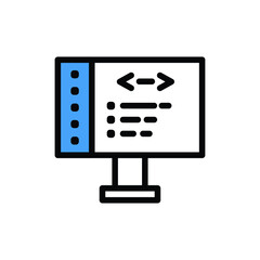 Website development, web computers and information technology related icon, web design and web development. 
Thin line icon, outline. Colored blue. Isolated on white background EPS Vector