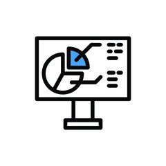 Web analysis, analytics computers and information technology related icon, web design and web development. 
Thin line icon, outline. Colored blue.  Isolated on white background EPS Vector