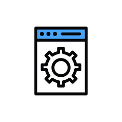 Site maintenance computers and information technology related icon, web design and web development. 
Thin line icon, outline. Colored blue.  Isolated on white background Vector EPS