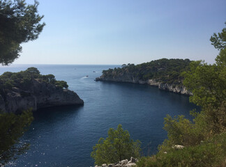 The entrance to the Calanque de Port-Miou, one of the three big Cassis calanques. It is very long and narrow, and thus was very suitable for establishing a marina. It is located in Southern France. 