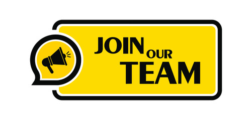 join our team sign on white background	