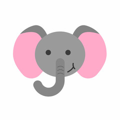 Cute head elephant. Flat vector illustration