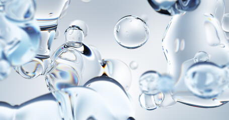 Clean water bubbles in bright environment