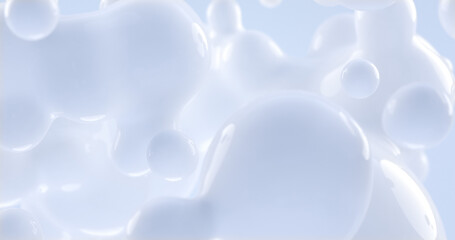 White liquid bubbles in brightly lit environment