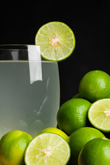 Limeade (juice) with fresh lime decoration - 448426963