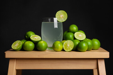 Limeade (juice) with fresh lime decoration - 448426967
