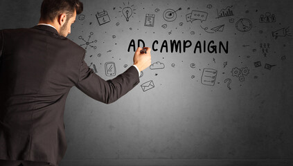 businessman drawing a creative idea sketch