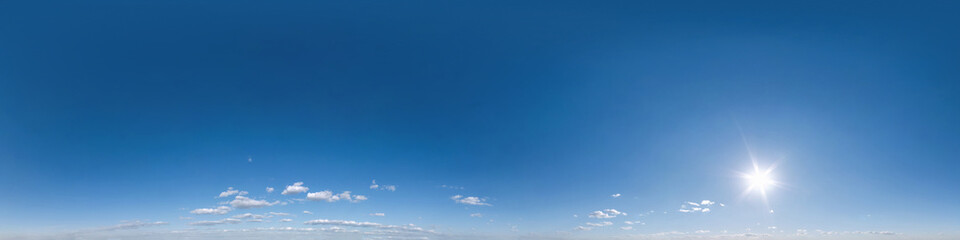 clear blue sky. Seamless hdri panorama 360 degrees angle view  with zenith for use in 3d graphics...