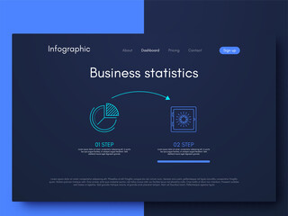 Modern infographic vector elements for business brochures. Use in website, corporate brochure, advertising and marketing. Pie charts, line graphs