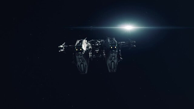 Large Future Spaceship Flying Towards the Camera Through the Stars