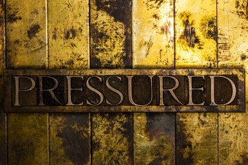 Pressured text on vintage textured copper and gold background