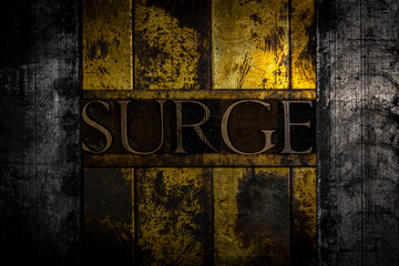 Surge text on vintage textured copper and gold background