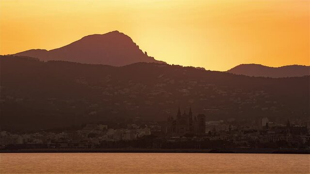 Palma de Mallorca, Spain - The city of Palma de Mallorca from day to night 