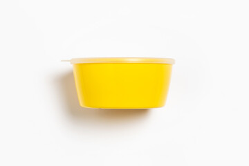 Plastic food containers with lid isolated on white background.High-resolution photo.Top view. Mock-up.