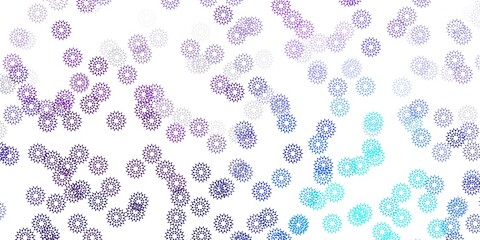 Light pink, blue vector doodle background with flowers.