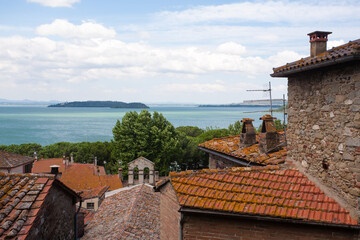 Fototapeta na wymiar Passignano sul Trasimeno town view, Umbria, Italy