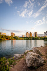 Springtime view of the residential district of Drujba in Sofia, Bulgaria