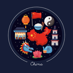 china icons in circle