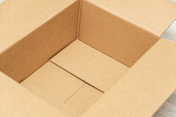 Open cardboard box for packaging close up
