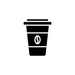 Coffee to go cup glyph icon. Black silhouette symbol. Isolated vector illustration