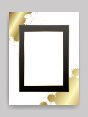 Golden paint splatter shiny glowing blank frame