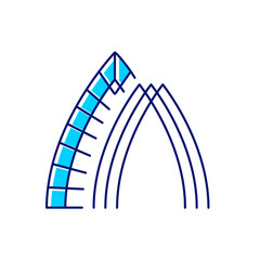 Glass arch flat icon. Taiwan. Oriental Taiwanese building. Asian item. Isolated vector stock illustration