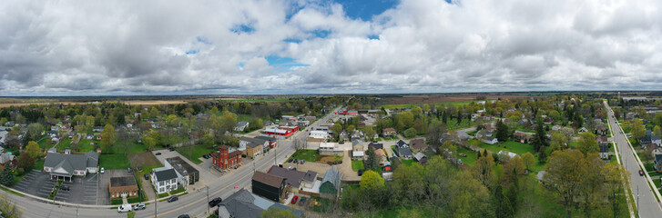 Aerial panorama of Burford, Ontario, Canada downtown - obrazy, fototapety, plakaty