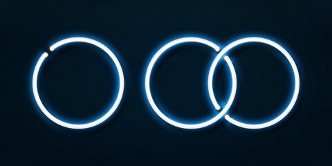 Vector realistic isolated neon sign of Circle frame on the blue background.