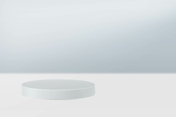Fototapeta premium Vector realistic podium platform with pastel gray color in abstract stage for product placement and display.