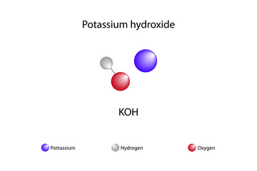 Formula of potassium hydroxide. Chemical structure of potassium hydroxide
