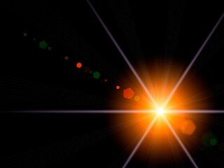 Optical lens flare on black background