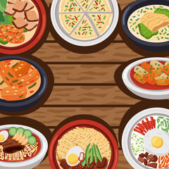 korean food in wooden
