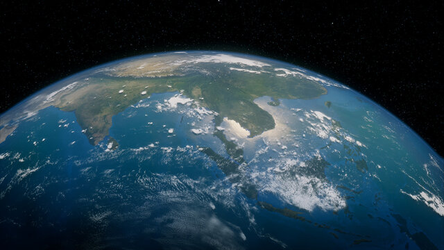 Earth in Space with views of Indonesia and Asia. Global Concept.