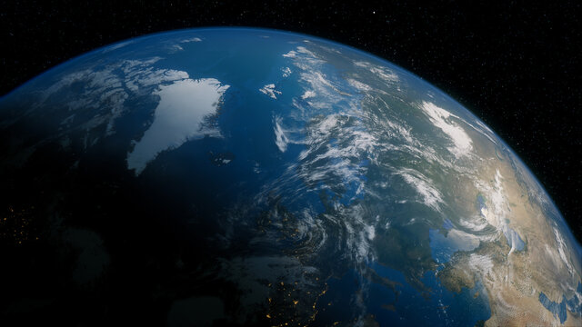 Earth in Space with views of UK and Europe. Environment Concept.