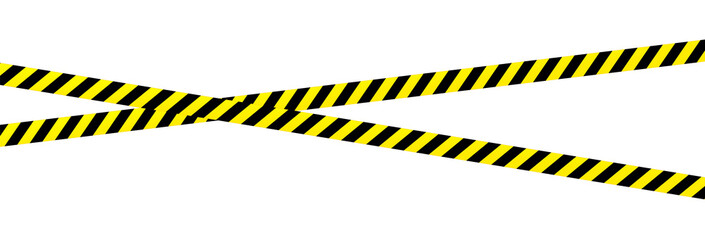 Yellow ribbon isolated on background. Crime scene area tape. Grunge backdrop