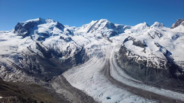 Gornergrat Glacier - Gornergletscher - valley glacier on the west side of the Monte Rosa massif close to Zermatt in the canton of Valais, Switzerland - Swiss Alps