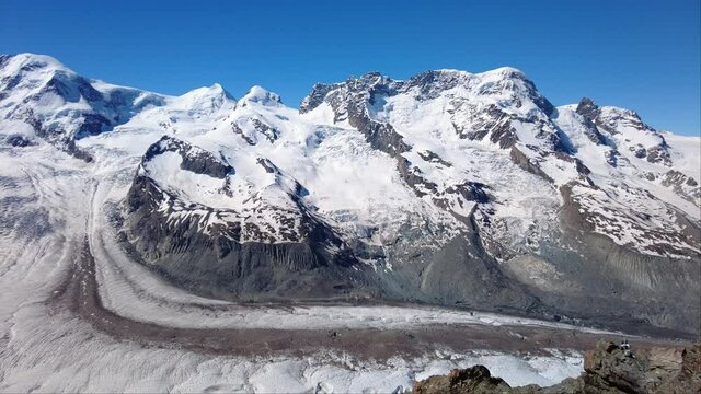 Gornergrat Glacier - Gornergletscher - valley glacier on the west side of the Monte Rosa massif close to Zermatt in the canton of Valais, Switzerland - Swiss Alps