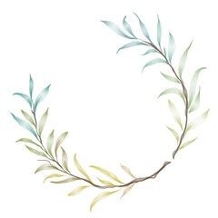 Wreath of colorful leaves hand drawn	background. Abstract wallpaper