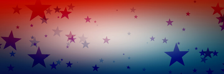 July 4th or patriotic holiday background, red and blue stars on border with white center, veterans or memorial day banner, patriotic illustration or design
