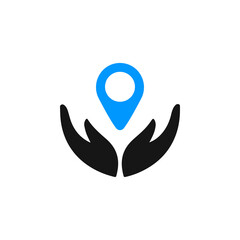 location pin and hand icon