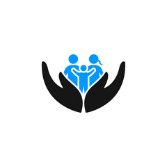 family care hand and love icon