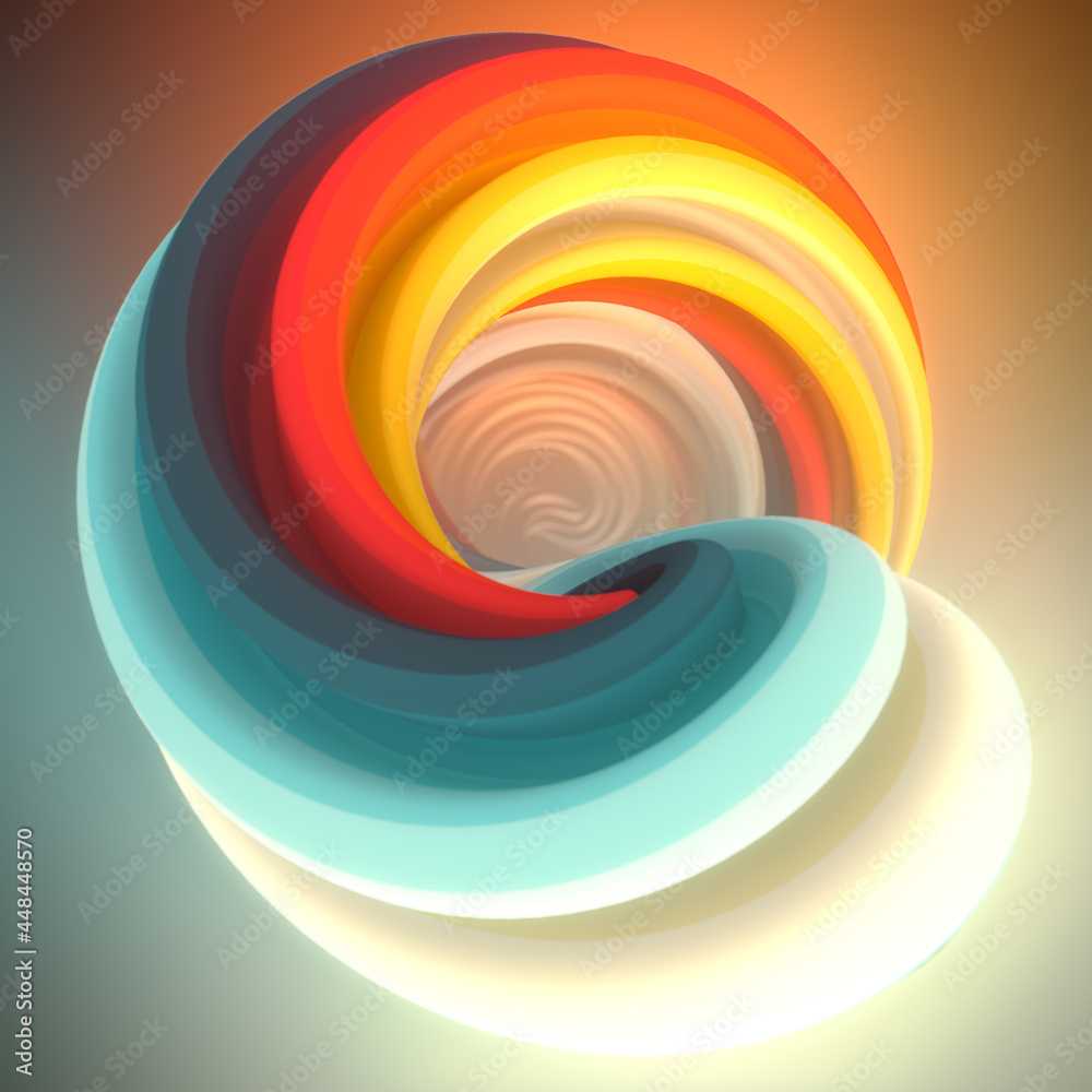 Poster soft curved abstract line contemporary template for decoration design. 3d rendering digital illustra