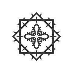 Christian illustration. Church logo. Stylized cross inside a crown of thorns.