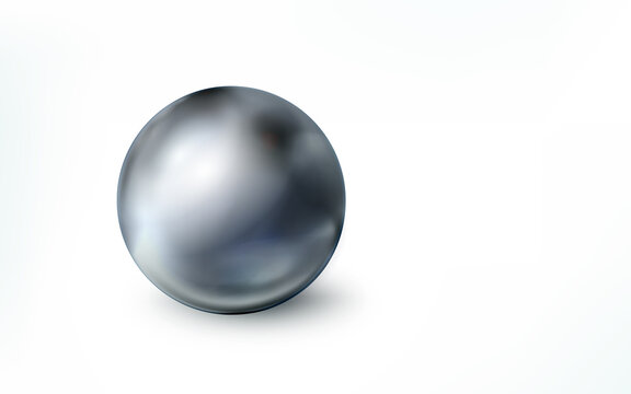 Realistic metal sphere isolated on white background. Orb. Grey polished glossy ball, chrome metallic circle object. Vector illustration
