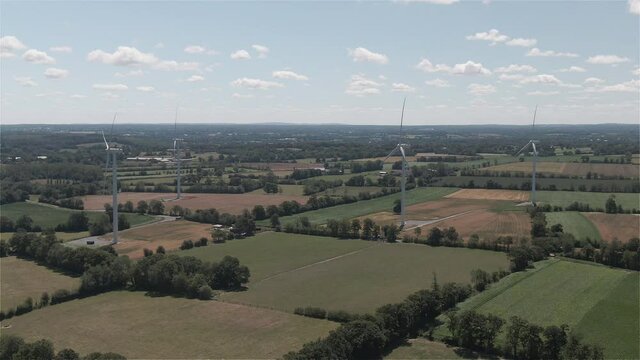 Carentan, France, Real-time video - The wind turbines in the countryside